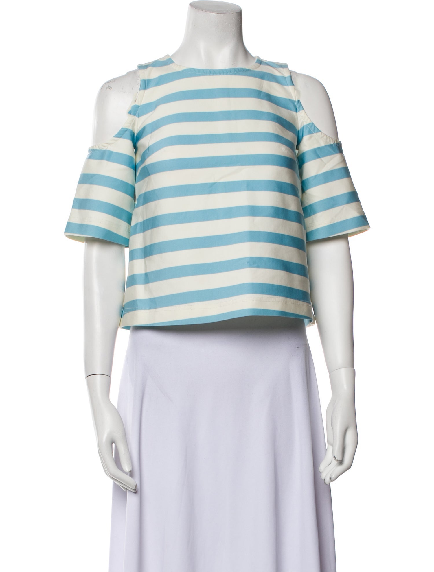 Tanya Taylor Striped Bateau Neckline Crop Top