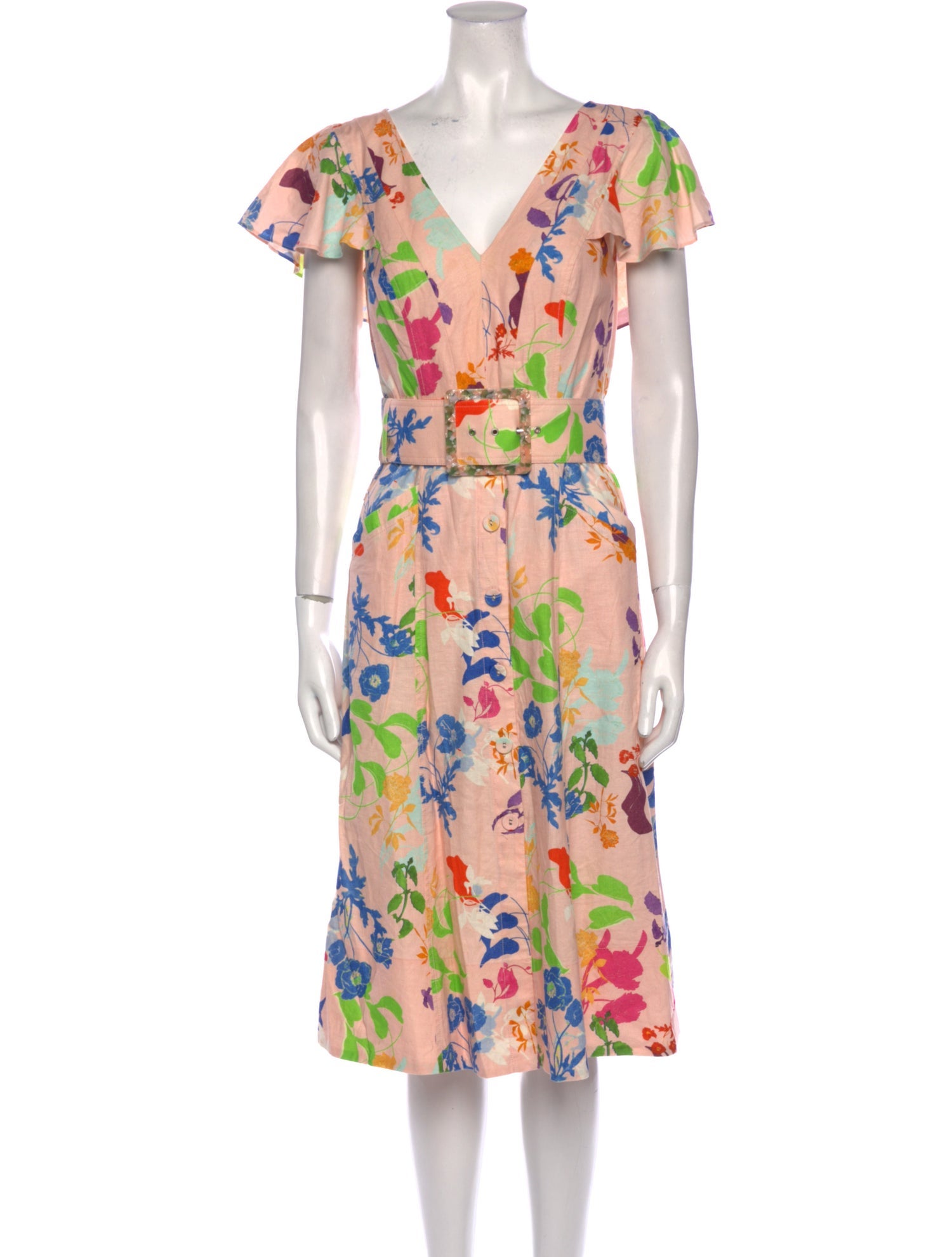 Tanya Taylor Floral Print Midi Length Dress