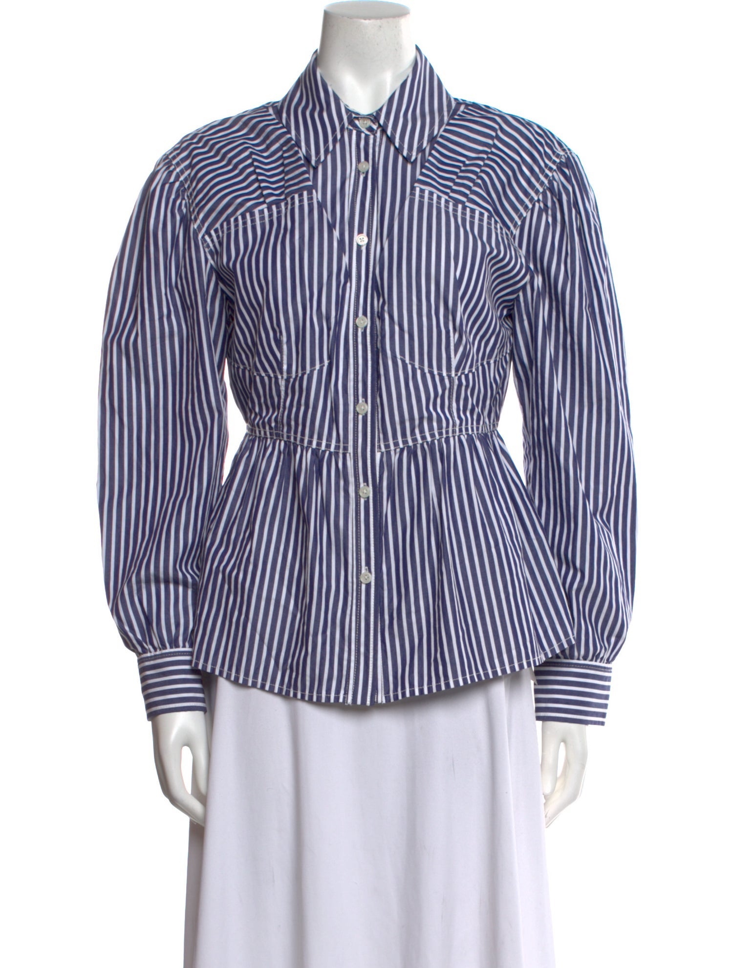 Tanya Taylor Striped Long Sleeve Button-Up Top