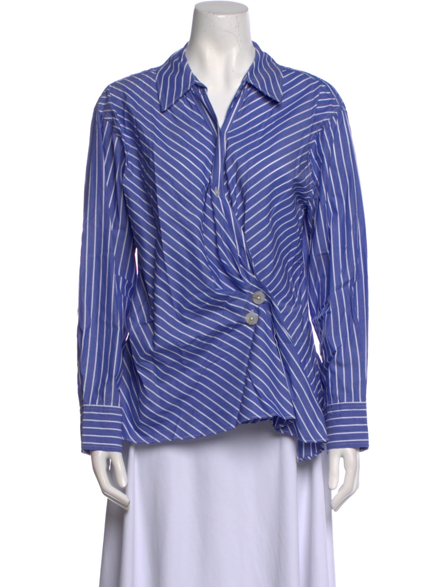 Tanya Taylor Striped V-Neck Button-Up Top