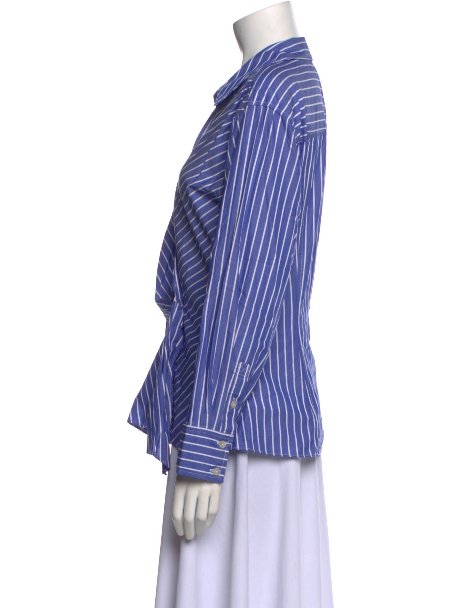 Tanya Taylor Striped V-Neck Button-Up Top