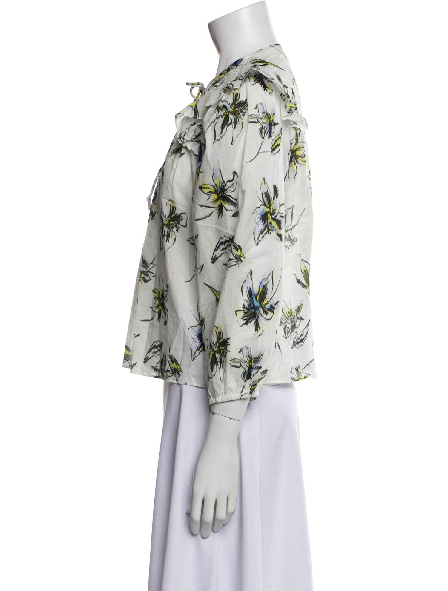 Tanya Taylor Floral Print Mock Neck Blouse