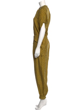 Tanya Taylor Silk Polka Dot Print Jumpsuit