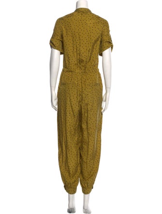 Tanya Taylor Silk Polka Dot Print Jumpsuit