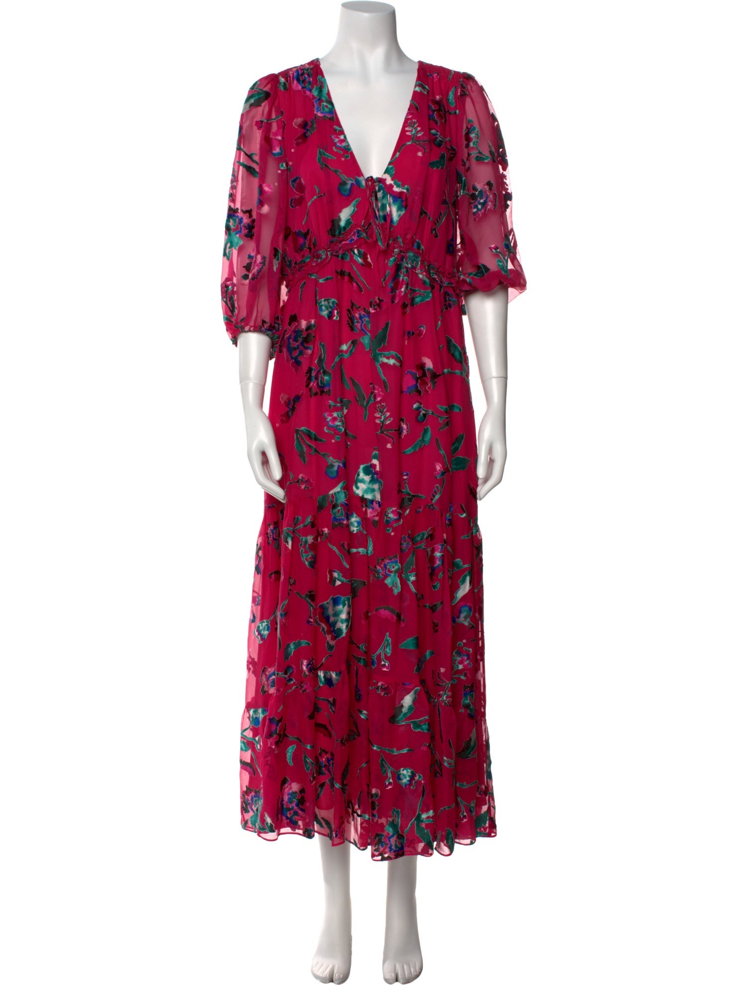 Tanya Taylor Floral Print Long Dress