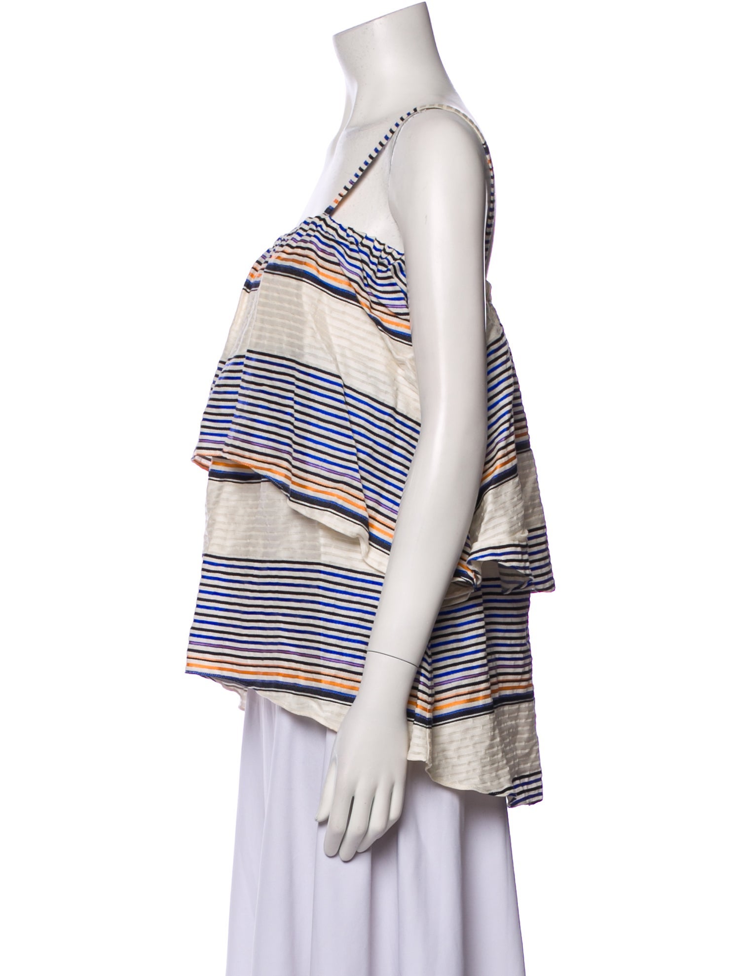Tanya Taylor Striped Square Neckline Top