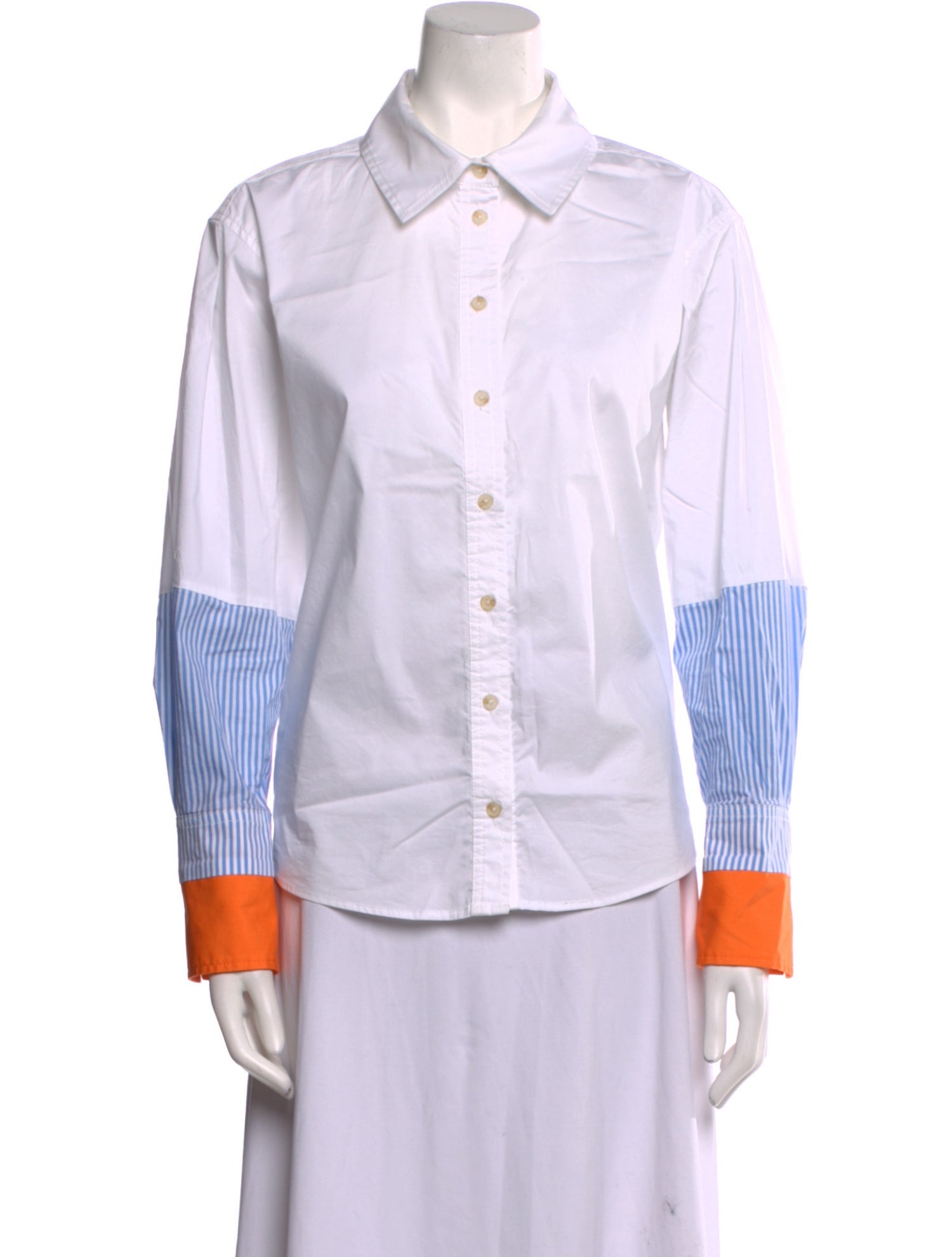 Tanya Taylor Colorblock Pattern Long Sleeve Button-Up Top