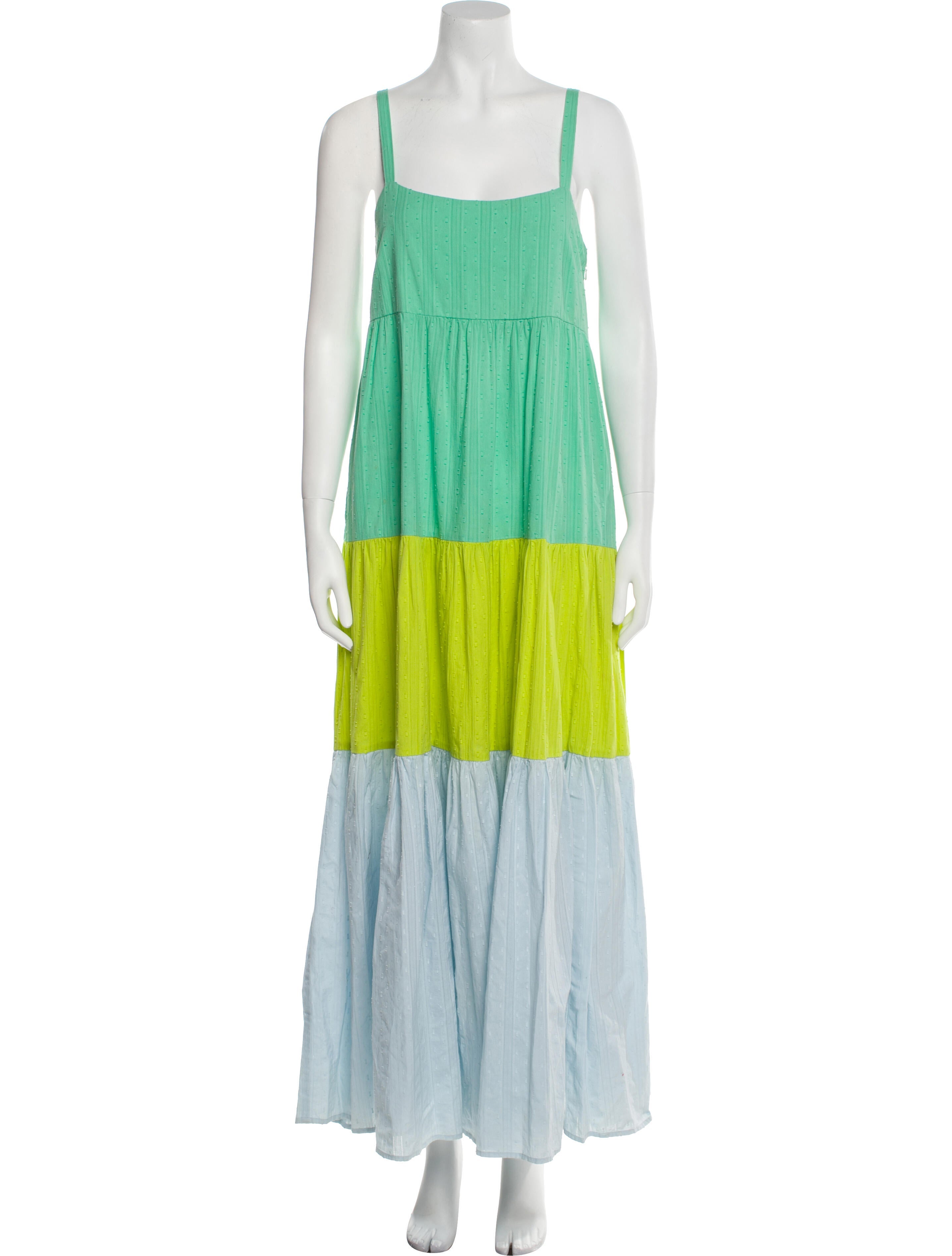 Tanya Taylor Colorblock Pattern Long Dress