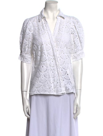 Tanya Taylor Eyelet Printed Button-Up Top