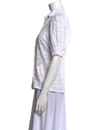 Tanya Taylor Eyelet Printed Button-Up Top