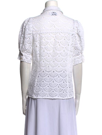Tanya Taylor Eyelet Printed Button-Up Top