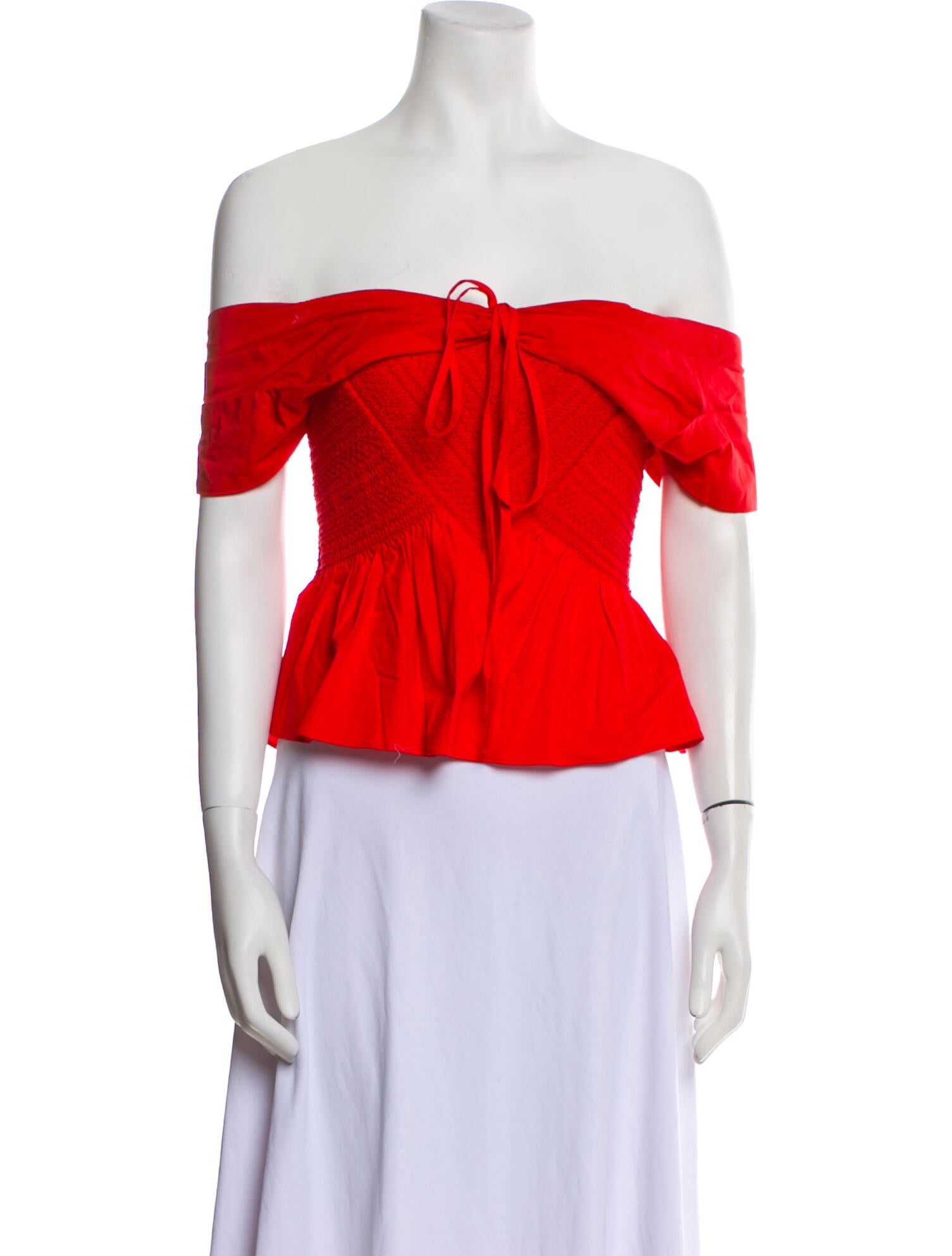 Tanya Taylor Off-The-Shoulder Short Sleeve Crop Top