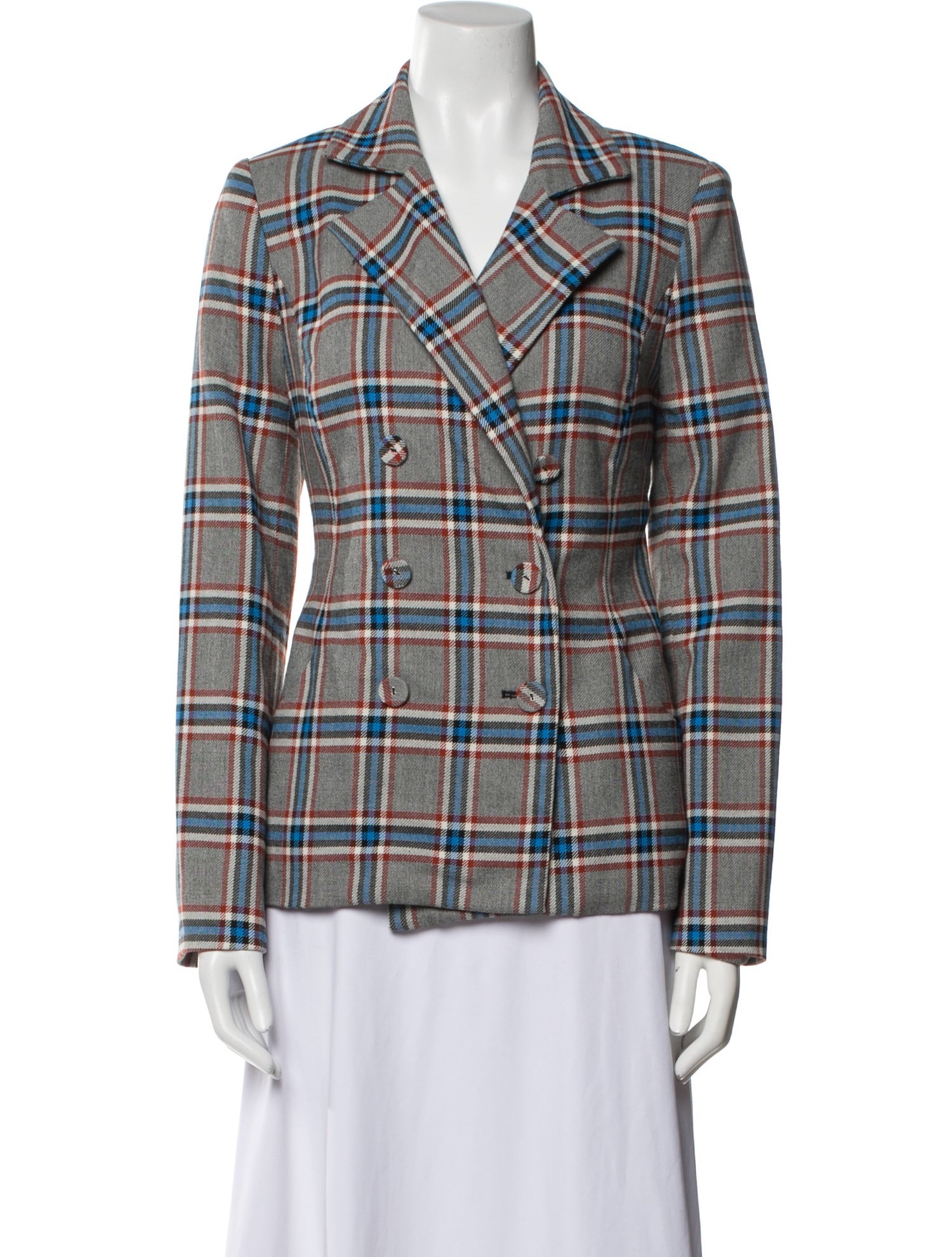 Tanya Taylor Plaid Print Blazer
