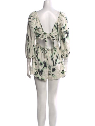 Tanya Taylor Printed Square Neckline Romper