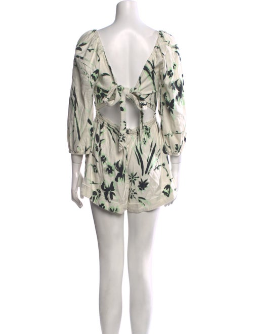 Tanya Taylor Printed Square Neckline Romper