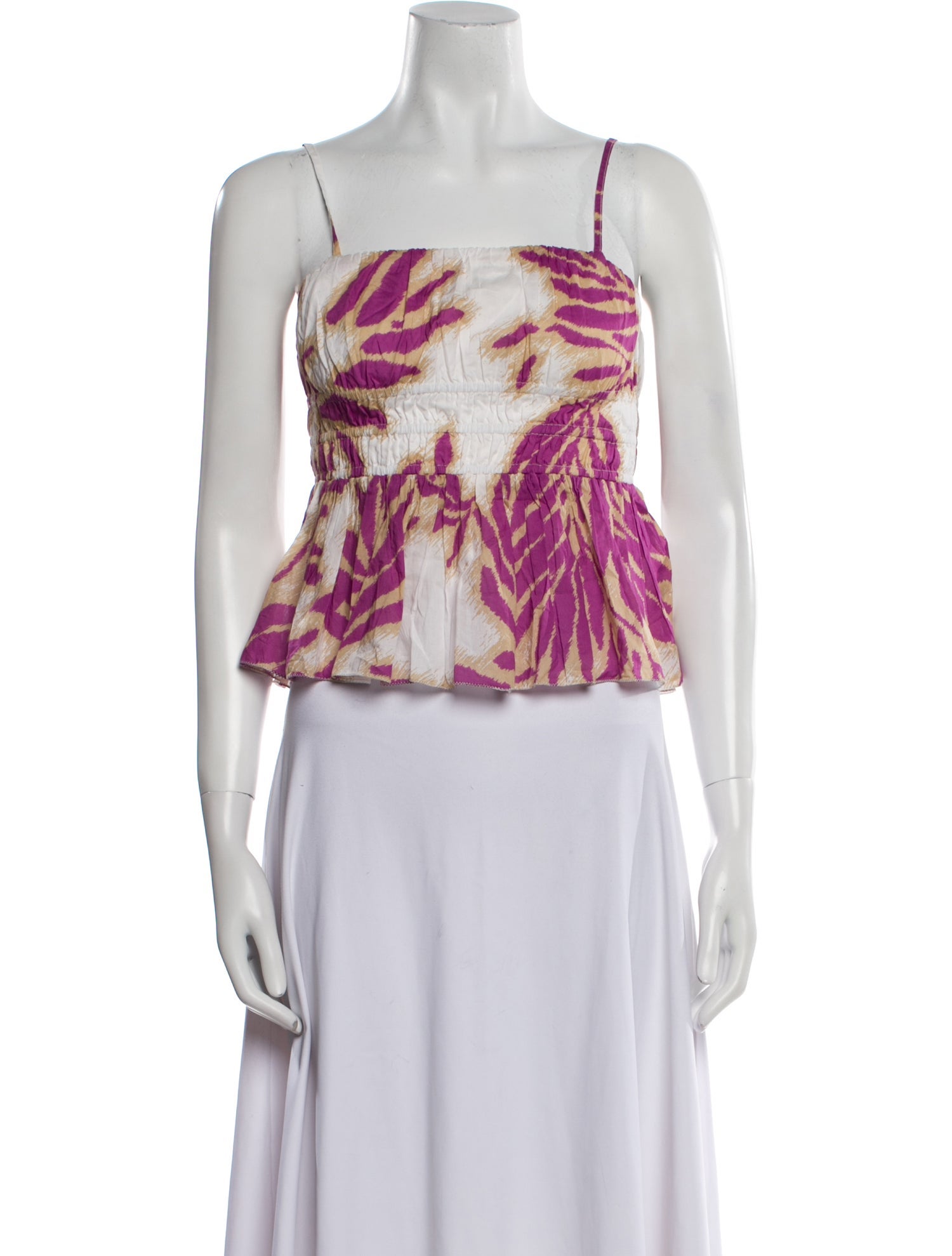 Tanya Taylor Floral Print Square Neckline Crop Top w/ Tags