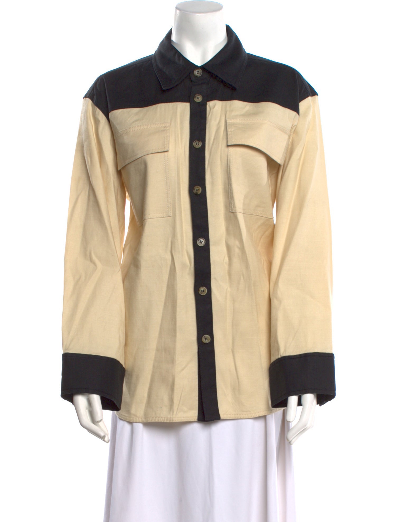 Tanya Taylor Linen Long Sleeve Button-Up Top