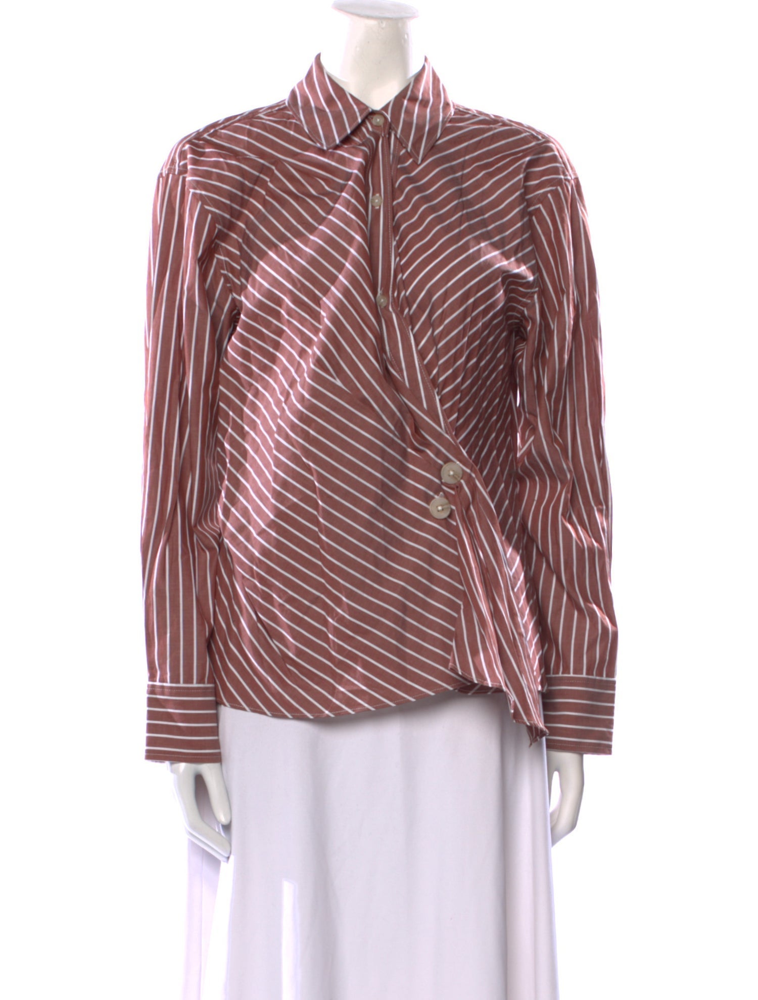 Tanya Taylor Striped Long Sleeve Button-Up Top w/ Tags