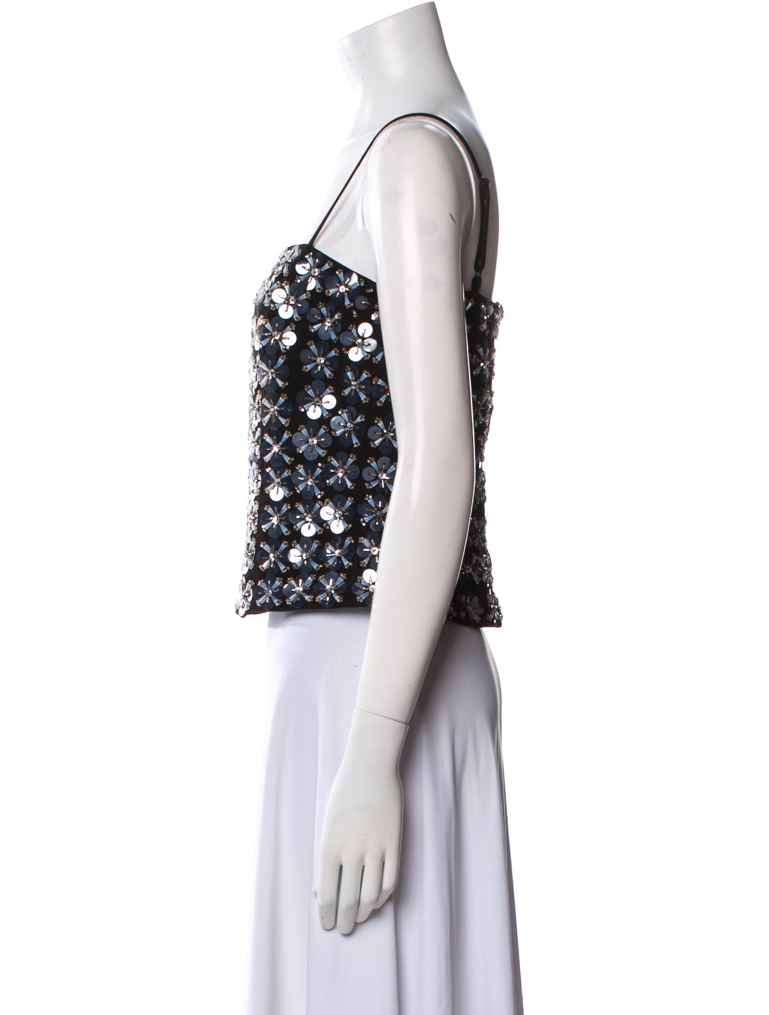 Tanya Taylor Printed Square Neckline Crop Top