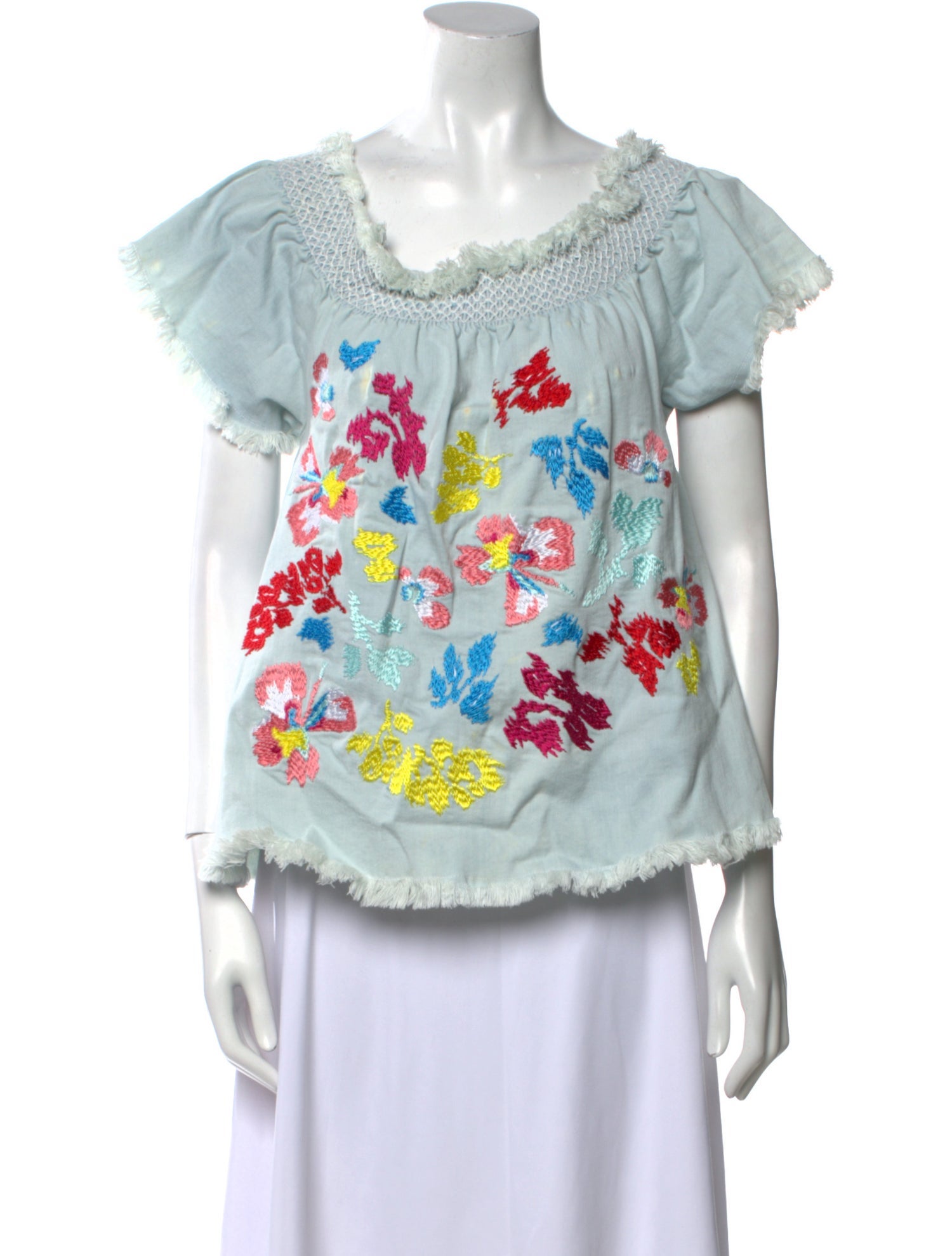 Tanya Taylor Printed Scoop Neck Blouse