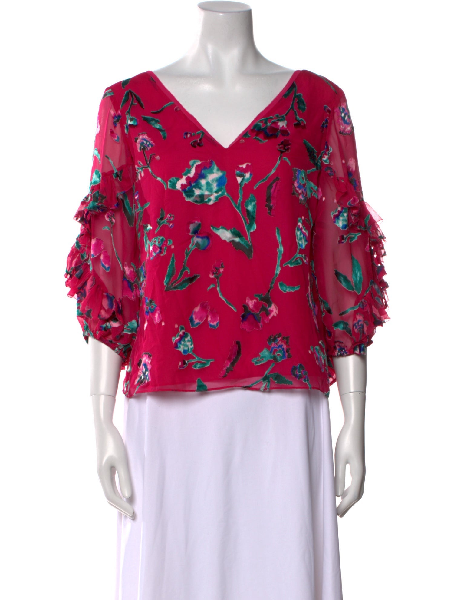 Tanya Taylor Floral Print V-Neck Blouse