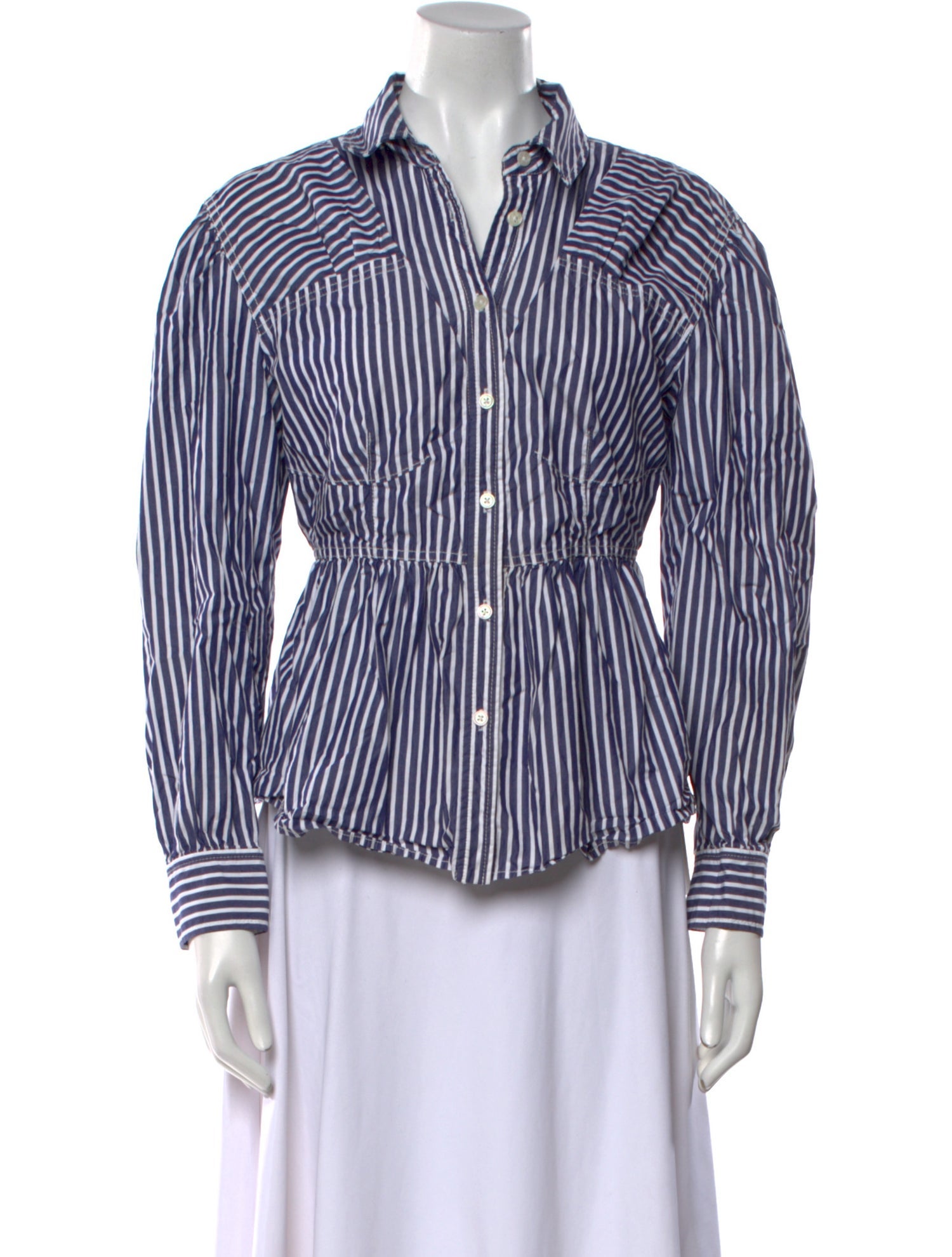 Tanya Taylor Striped Long Sleeve Button-Up Top