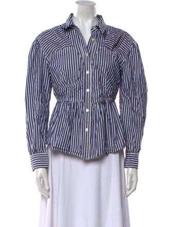 Tanya Taylor Striped Long Sleeve Button-Up Top