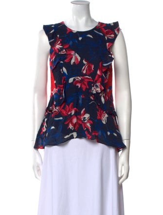 Tanya Taylor Silk Floral Print Blouse