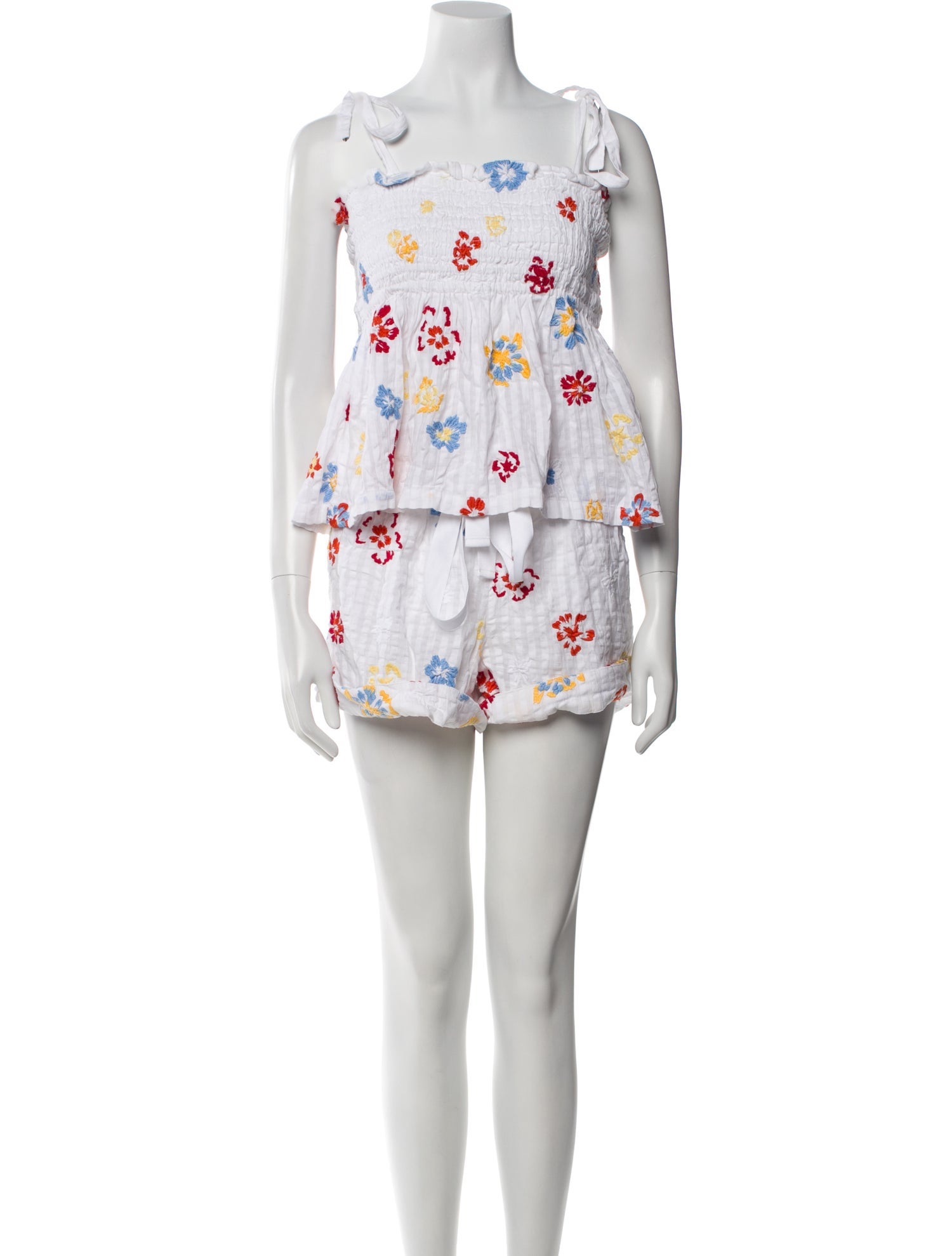 Tanya Taylor Printed Ruffle Embellishment Short Set