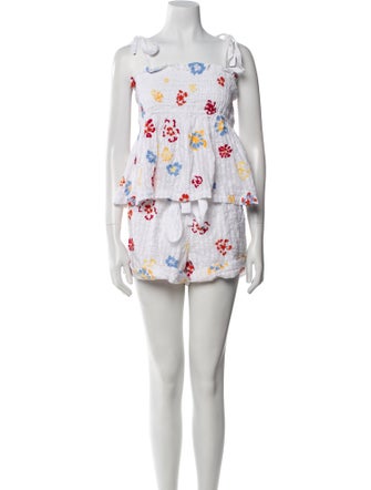 Tanya Taylor Printed Ruffle Embellishment Short Set