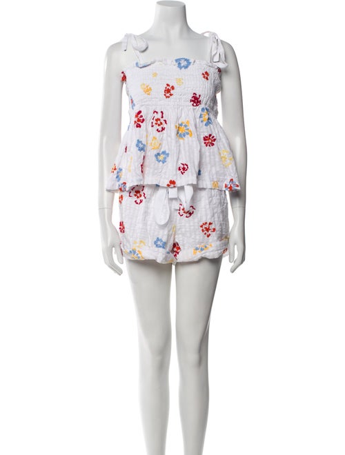 Tanya Taylor Printed Ruffle Embellishment Short Set