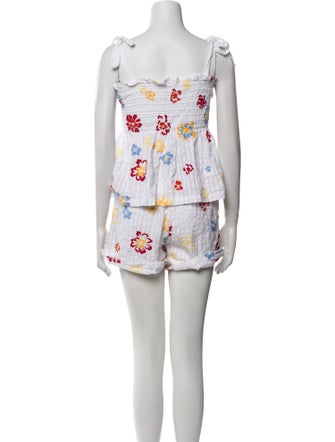 Tanya Taylor Printed Ruffle Embellishment Short Set