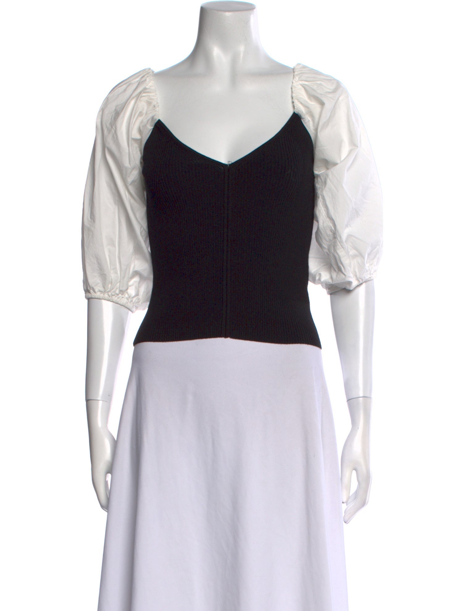 Tanya Taylor V-Neck Three-Quarter Sleeve Crop Top