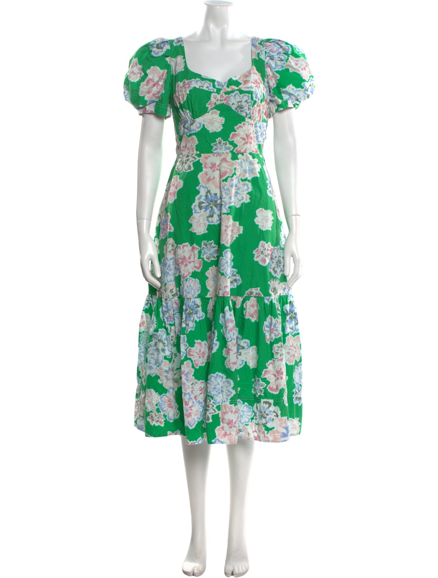 Tanya Taylor Floral Print Midi Length Dress