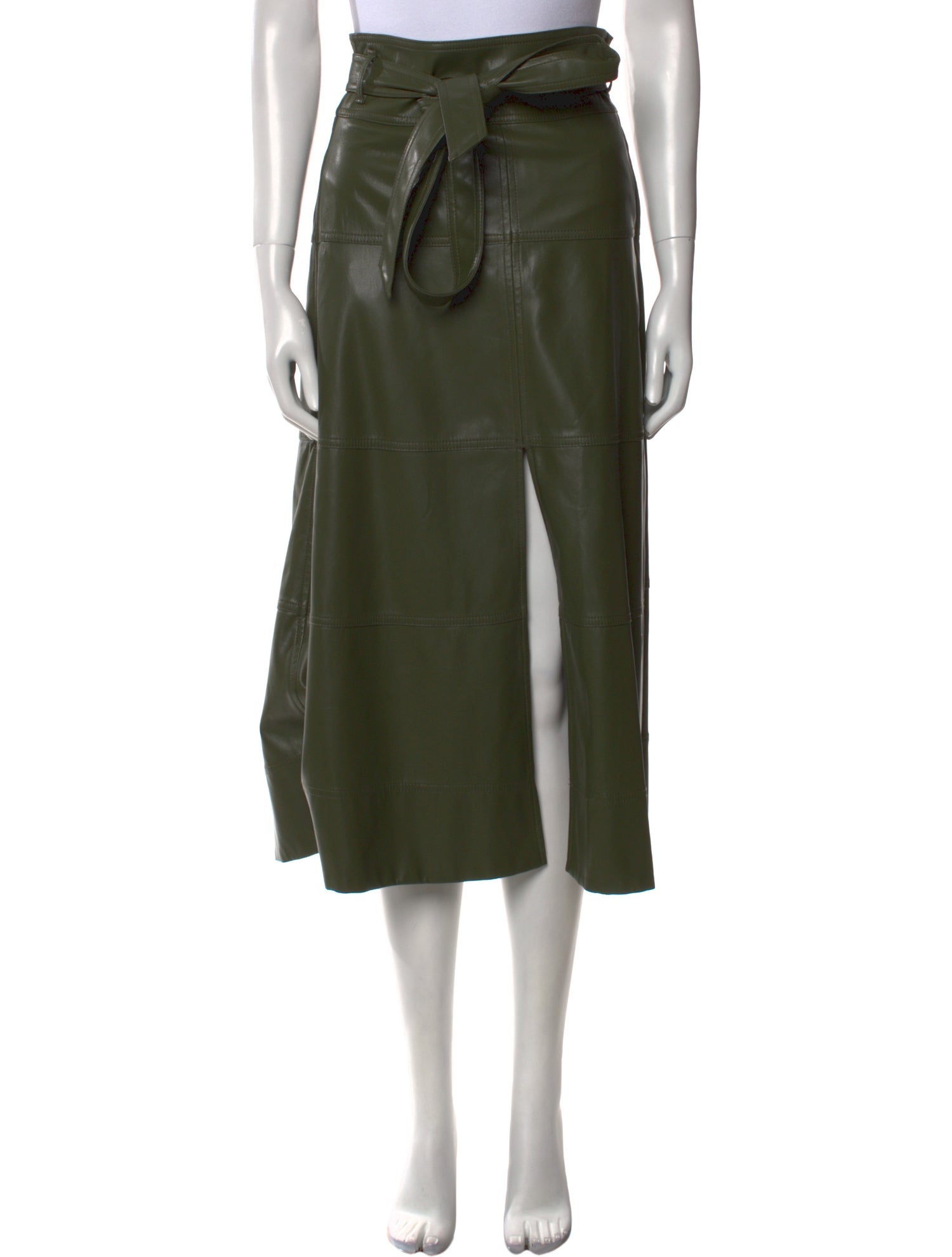 Tanya Taylor Faux Leather Midi Length Skirt