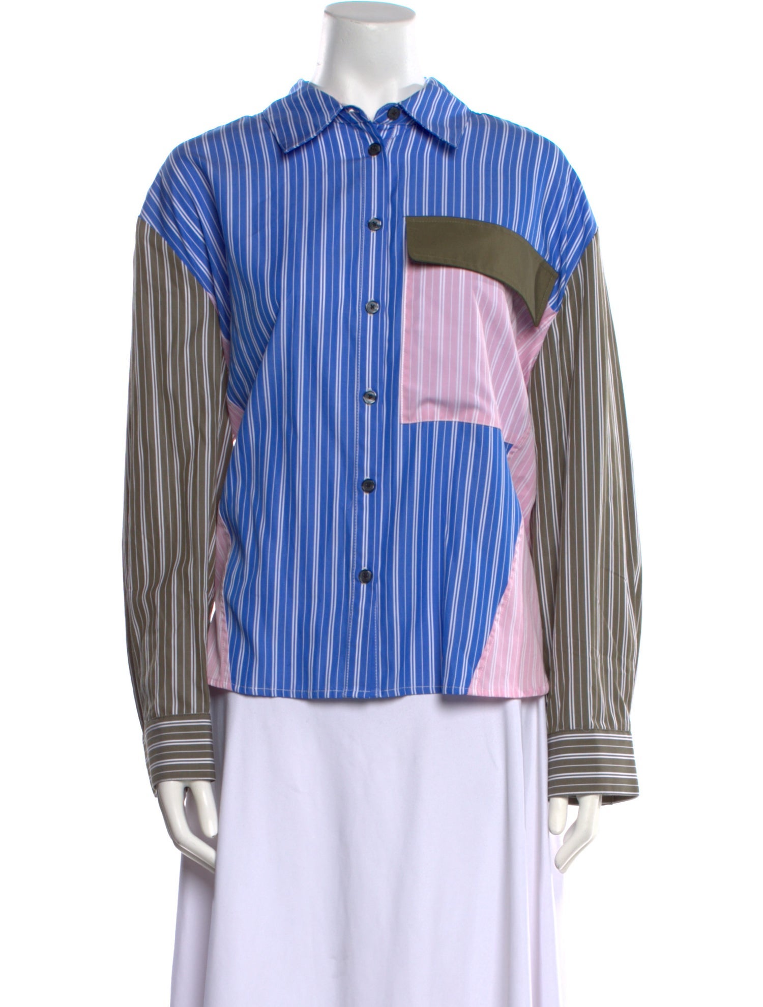 Tanya Taylor Striped Long Sleeve Button-Up Top w/ Tags