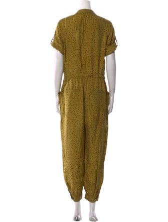 Tanya Taylor Silk Polka Dot Print Jumpsuit