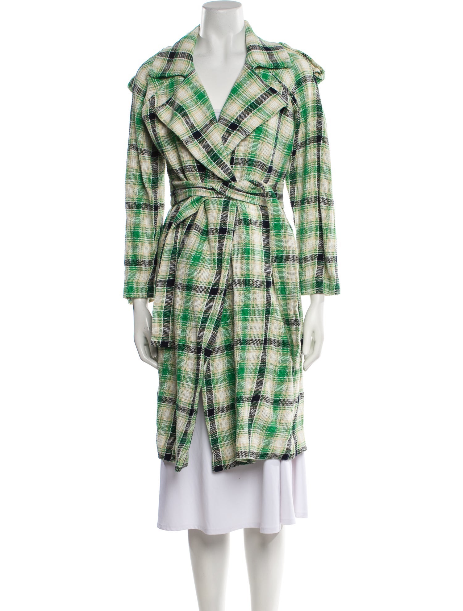 Tanya Taylor Plaid Print Trench Coat