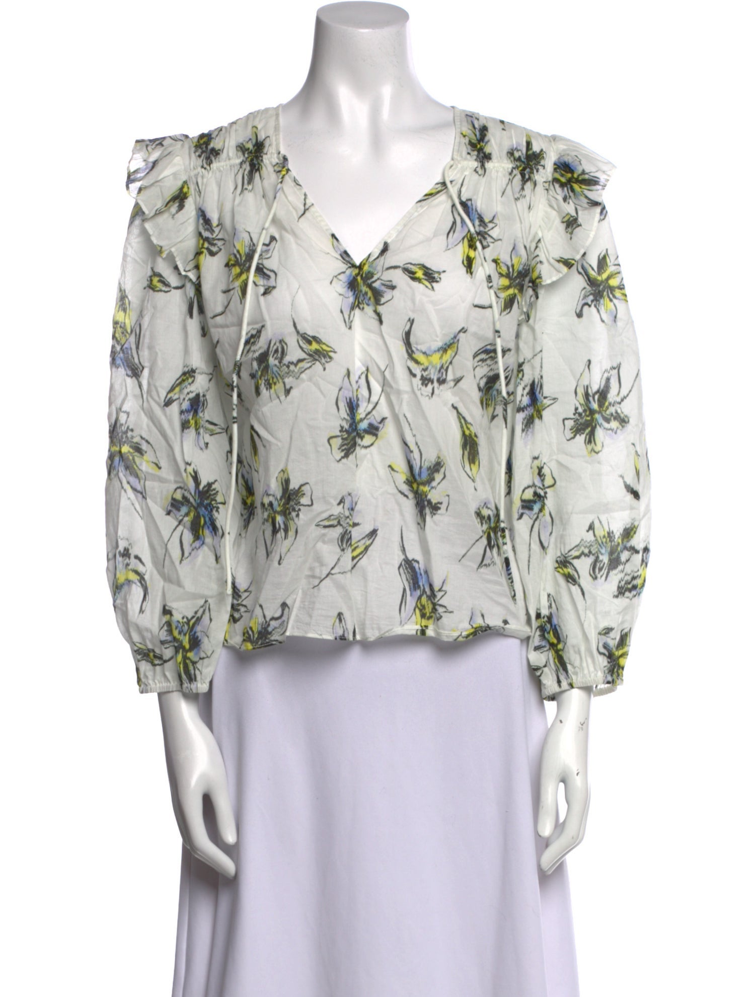 Tanya Taylor Floral Print V-Neck Blouse