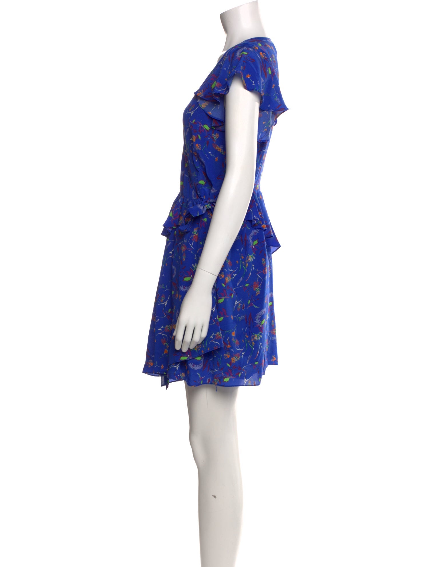 ML Monique Lhuillier Lace Pattern Mini Dress Blue Dresses