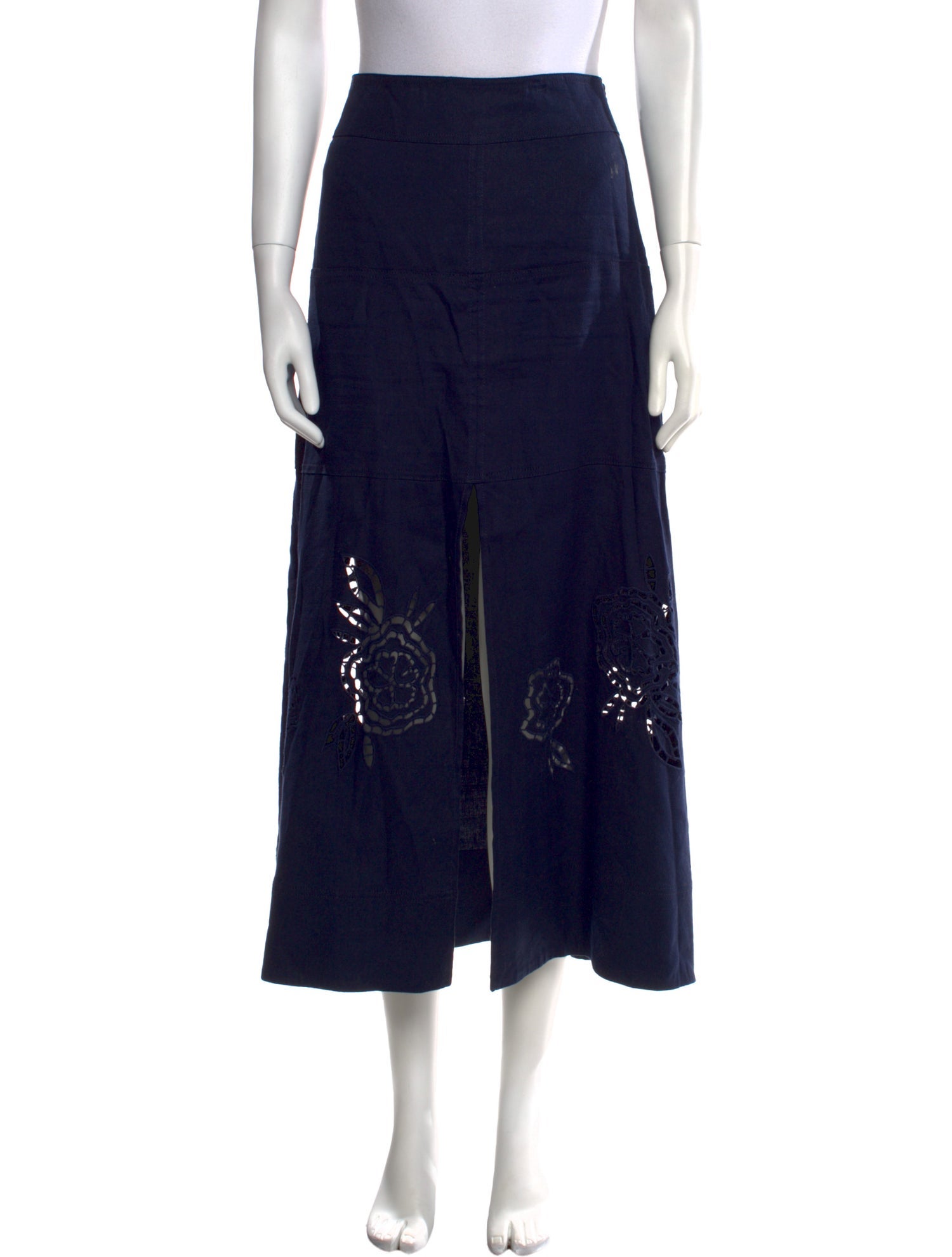 Tanya Taylor Eyelet Trim Midi Length Skirt
