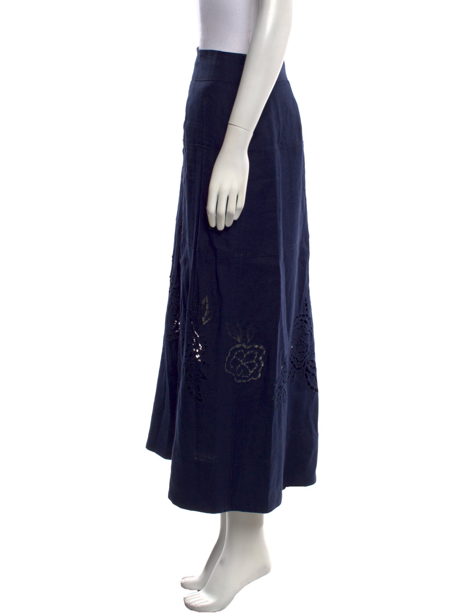 Tanya Taylor Eyelet Trim Midi Length Skirt