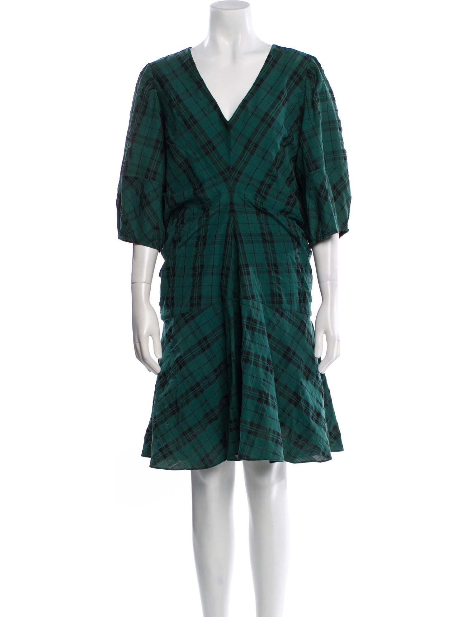 Tanya Taylor Plaid Print Knee-Length Dress