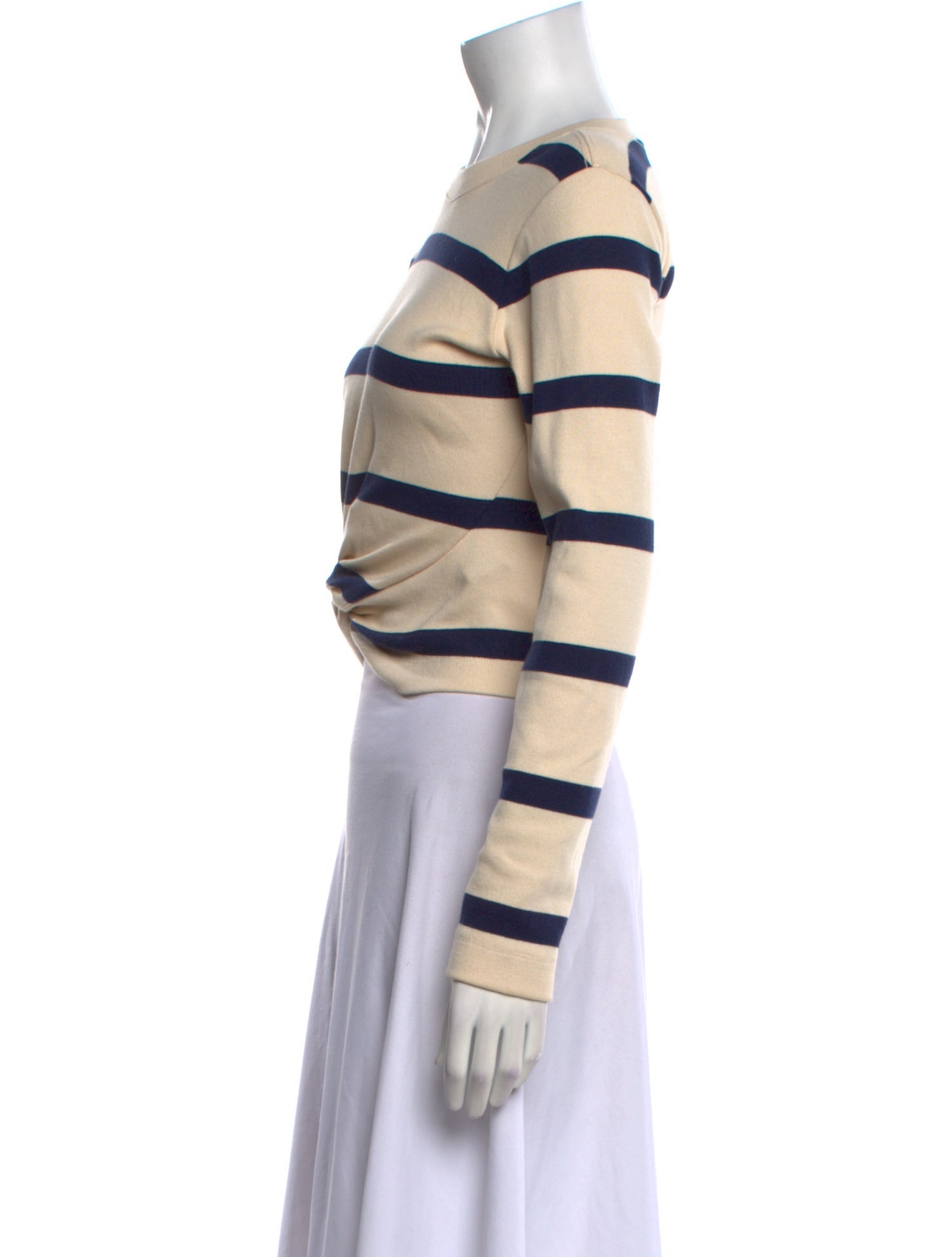 Tanya Taylor Striped Crew Neck Crop Top