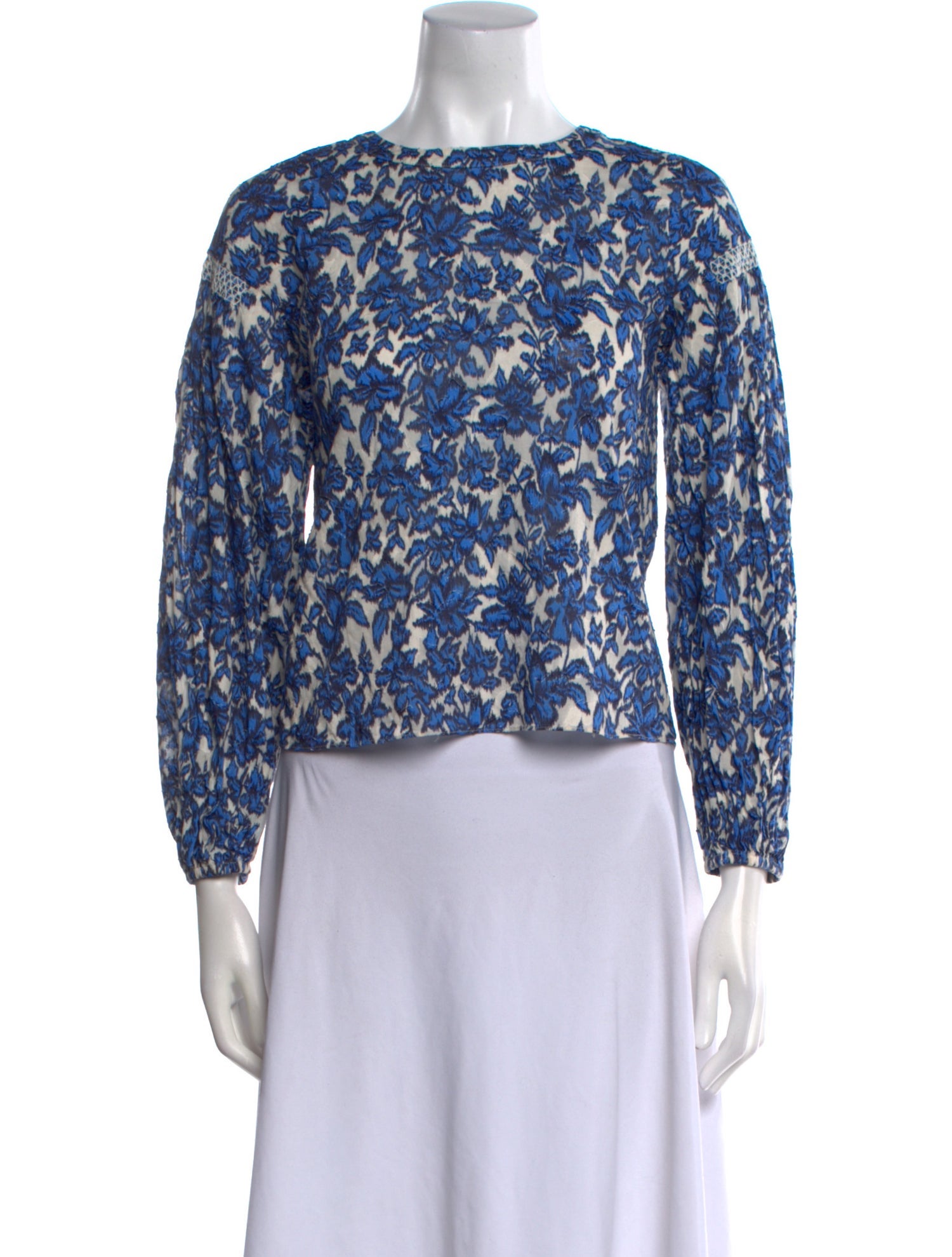 Tanya Taylor Floral Print Bateau Neckline Blouse