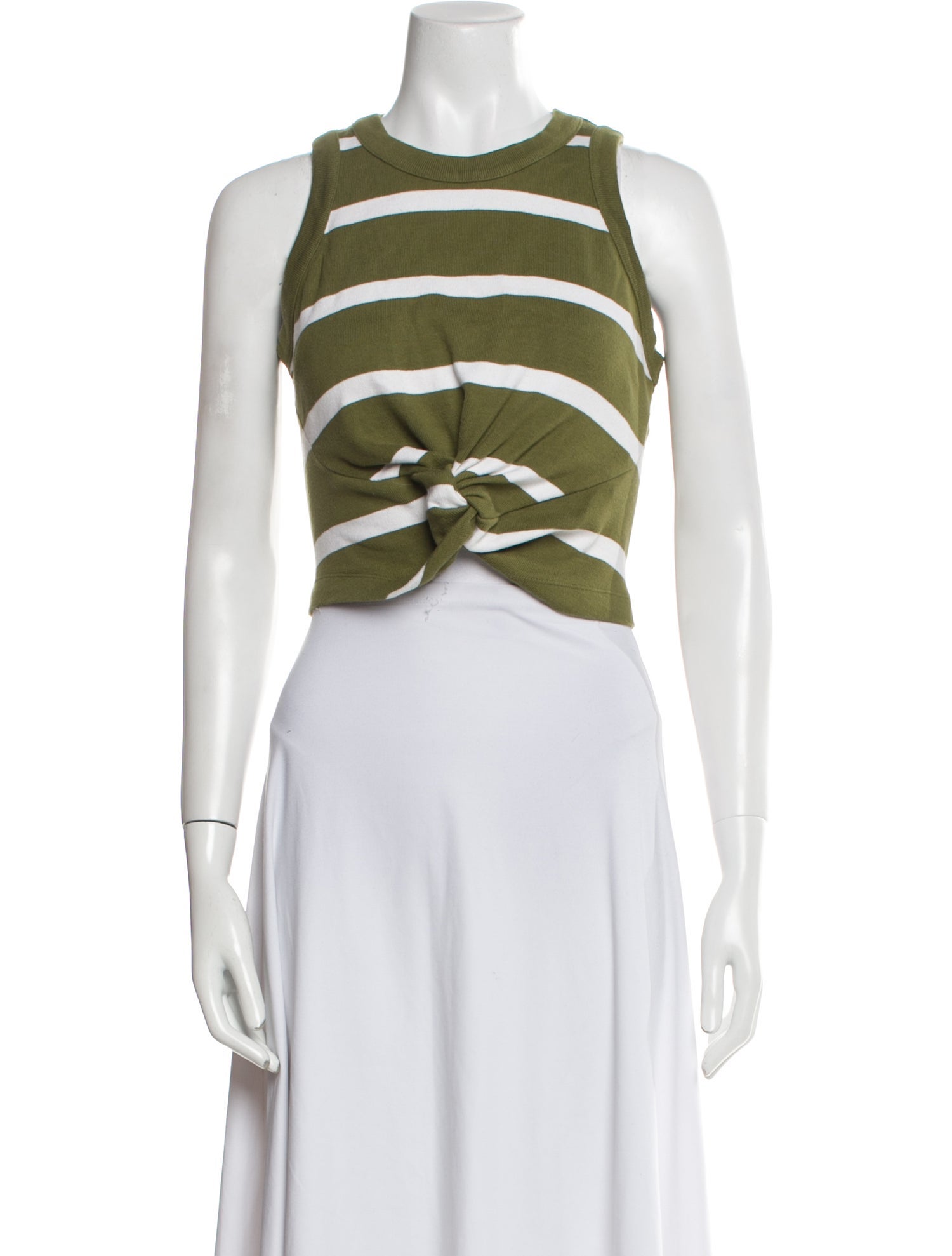 Tanya Taylor Striped Crew Neck Crop Top