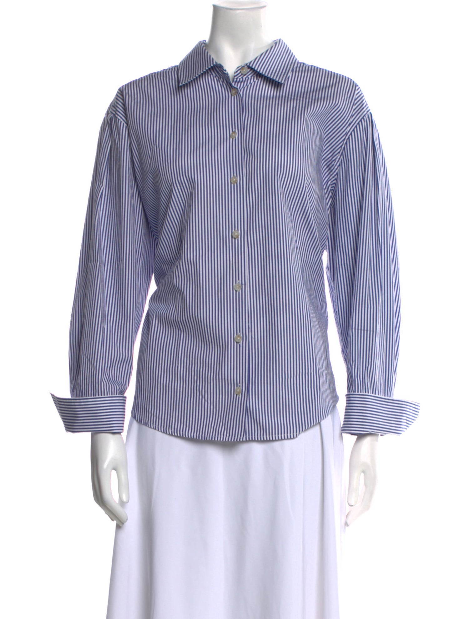 Tanya Taylor Striped Three-Quarter Sleeve Button-Up Top