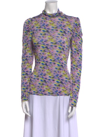 Tanya Taylor Printed Mock Neck Top