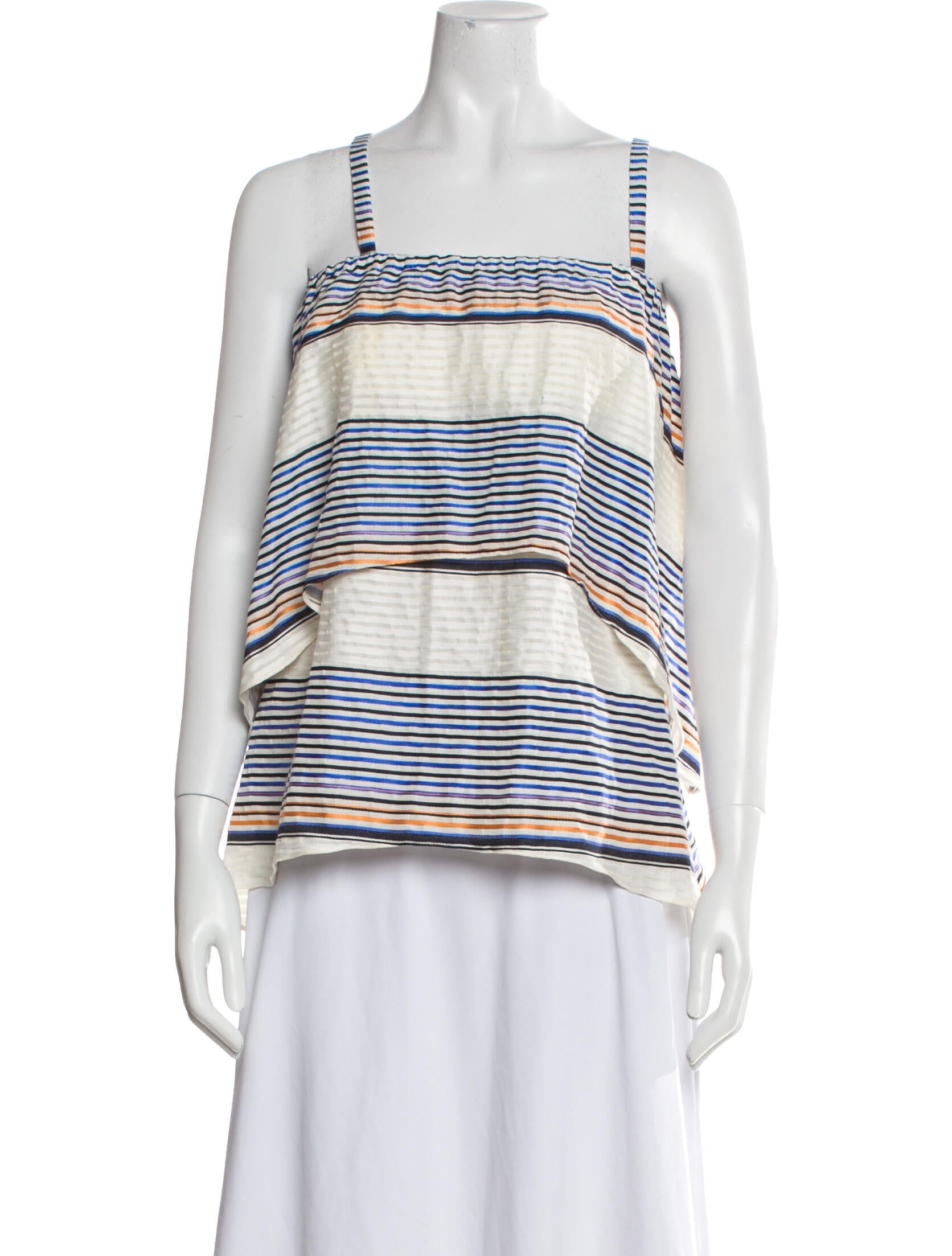Tanya Taylor Striped Square Neckline Top