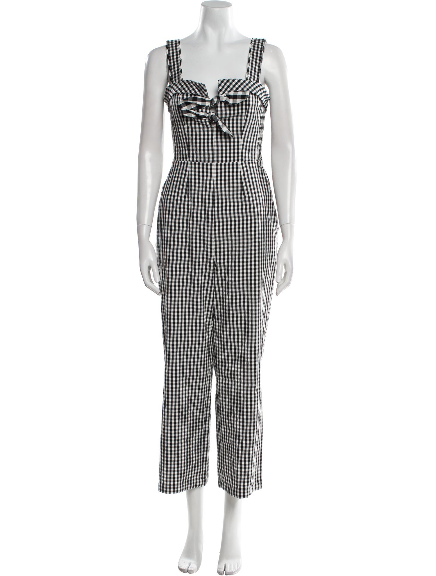 Tanya Taylor Plaid Print Square Neckline Jumpsuit